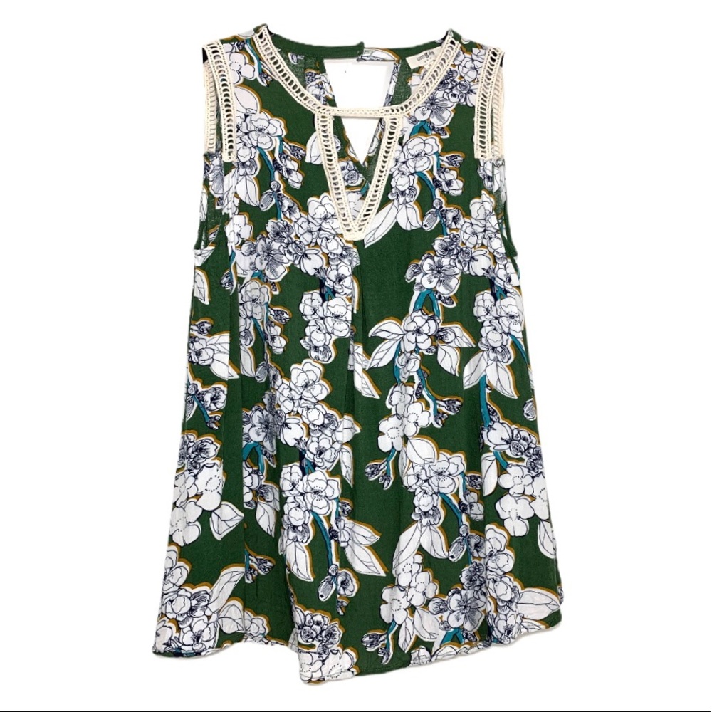Umgee | Moss Green Floral Print Sleeveless Top